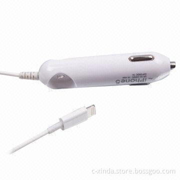 Car Charger for iPhone 5 with 5V DC Output, 1A, Built-in Safety Protection Function